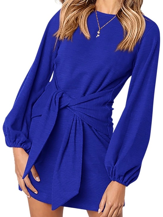 PrettyGarden Dresses & Skirts - Tie-Waist Mini Dress in Cobalt Blue